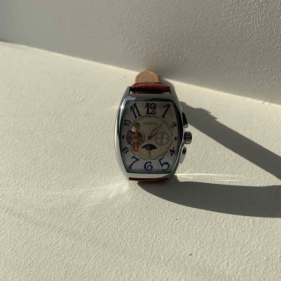 Luxury White/Silver Automatic Mens TourbillonWatch